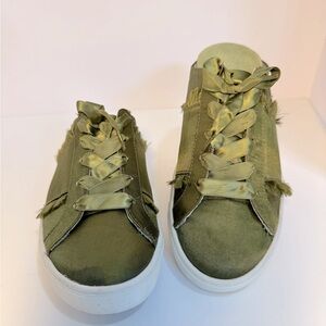 FREE PEOPLE - Naples Satin Slip On Shoes - Women's Size 38 (US 8) - Green